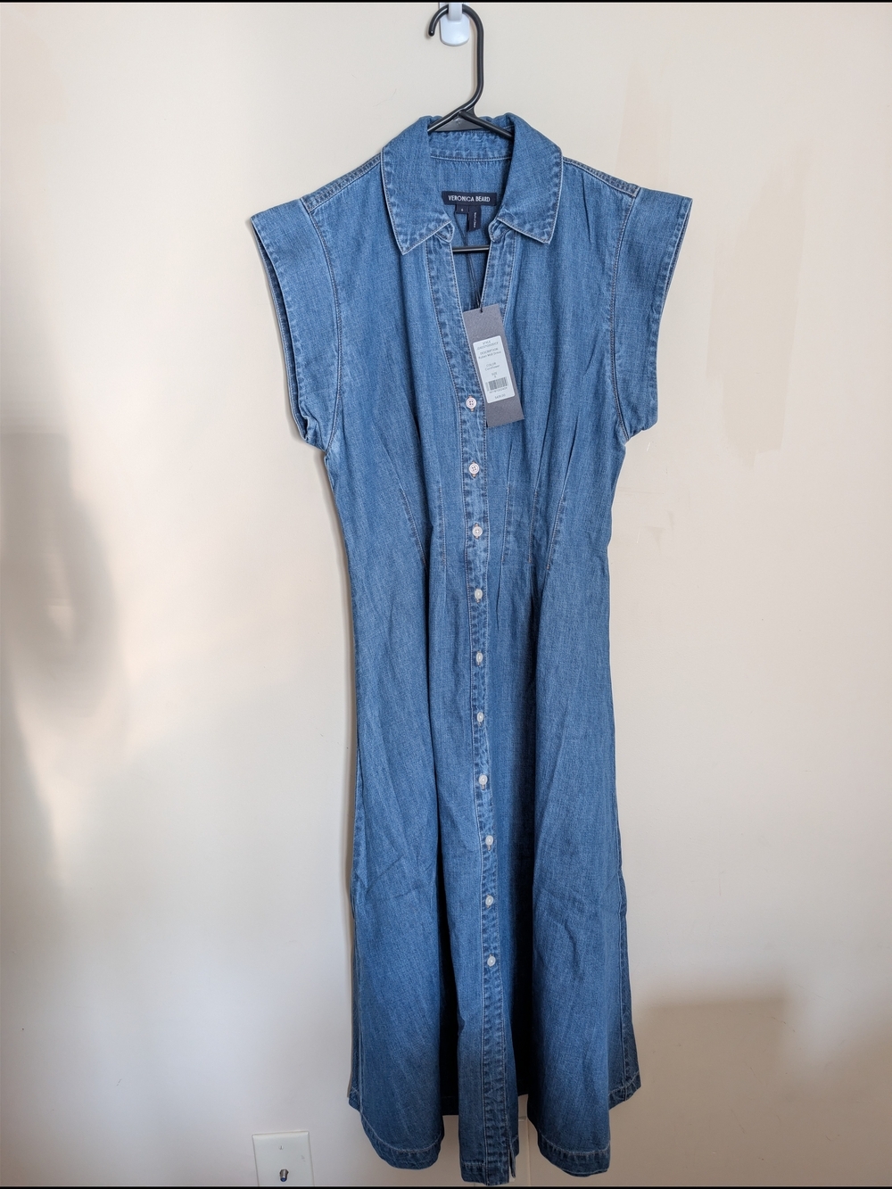 ​NWT Veronica Beard Ruben Denim Midi Dress Wash Cornflower Size 6 $428